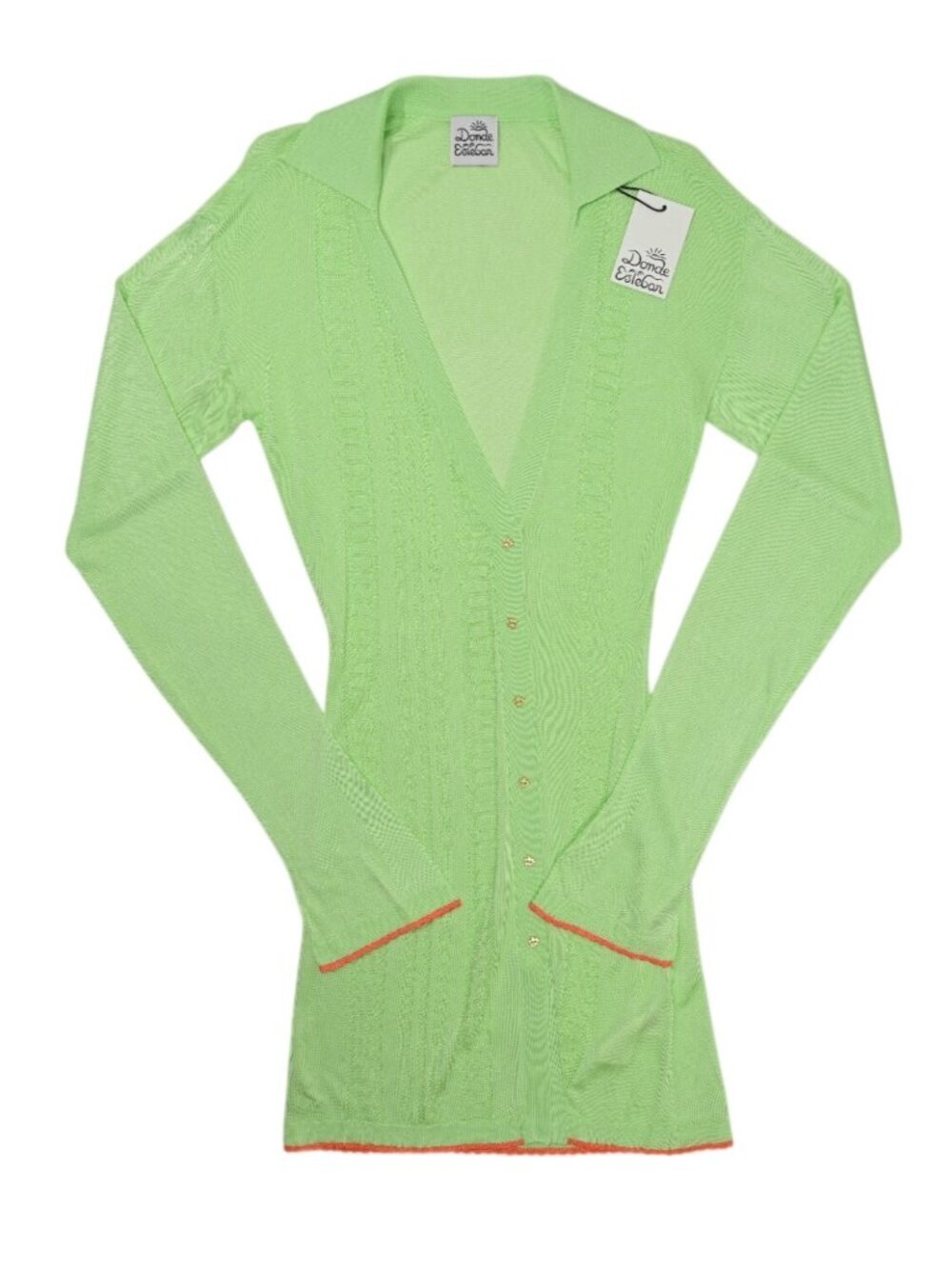 Donde Esteban Lulo Guayabera Knit Mini Dress in Lime